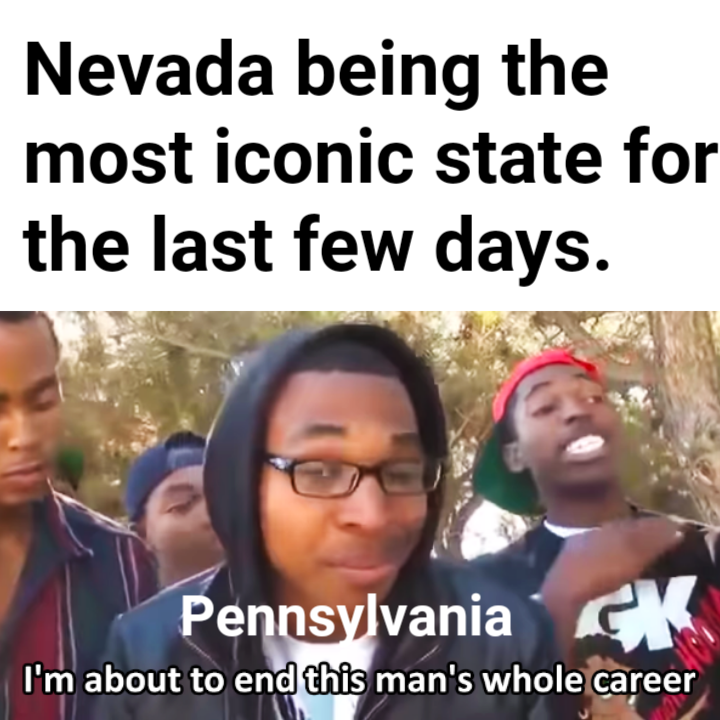 there are two men standing together with a caption that says nevada being the most iconic state for the last few days