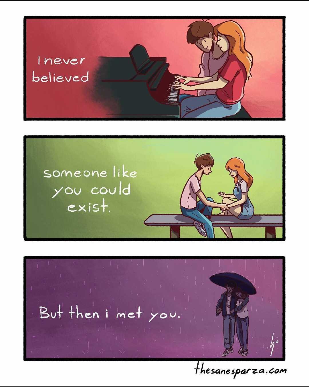 a cartoon of a couple sitting on a bench in the rain