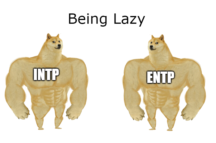 two pictures of a dog with a caption of being lazy and intp