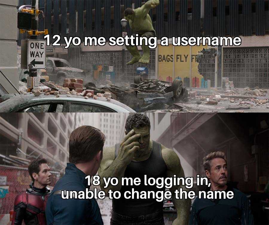 avengers meme with a picture of the hulk and a caption of the avengers