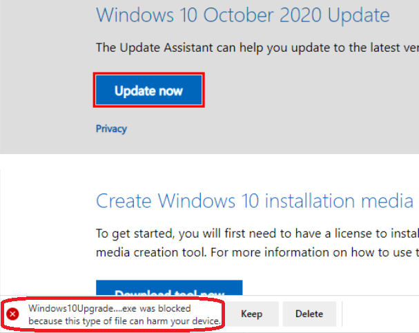 a screenshot of the update window with the update button highlighted