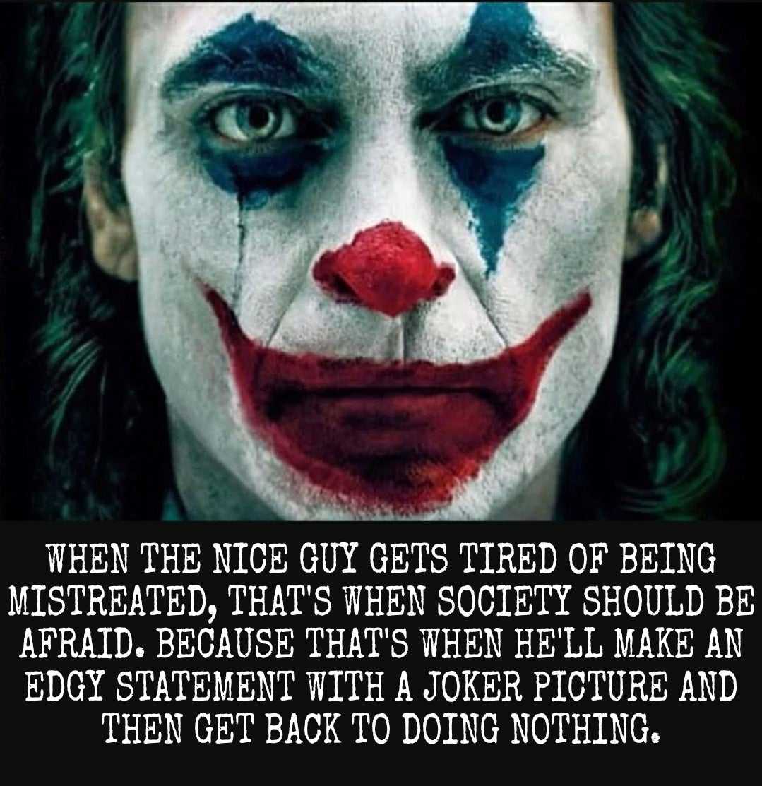 a close up of a person with a clown face and a quote