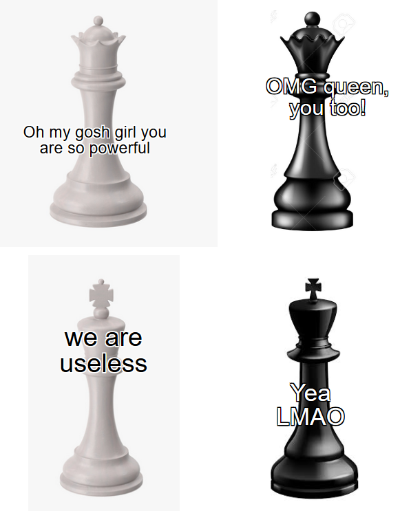 four different chess pieces with the words on them