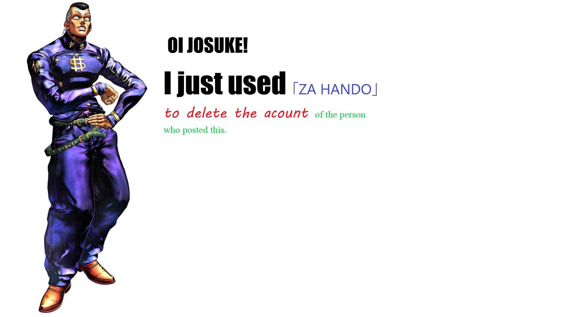 anime character with a sword and a quote about how to delete the account