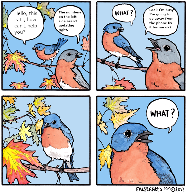 a cartoon of a bird sitting on a branch with a speech bubble