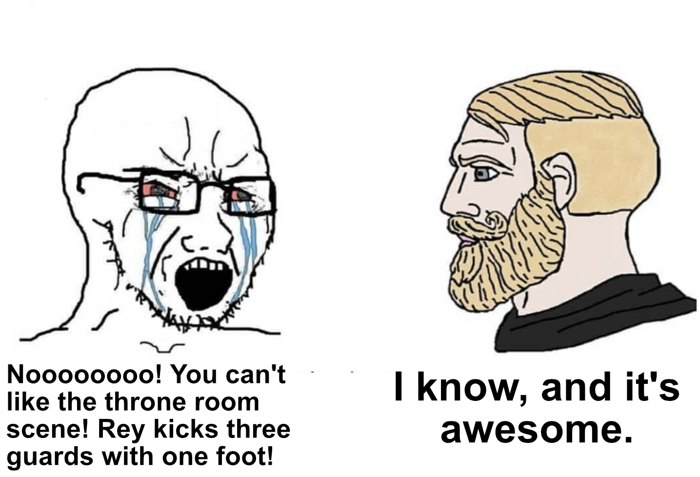 cartoon of two men with beards and glasses with words that read, i know, and it ' s