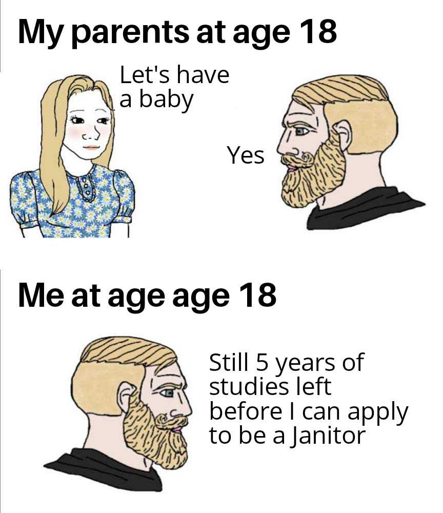 a cartoon drawing of a man and woman with a beard