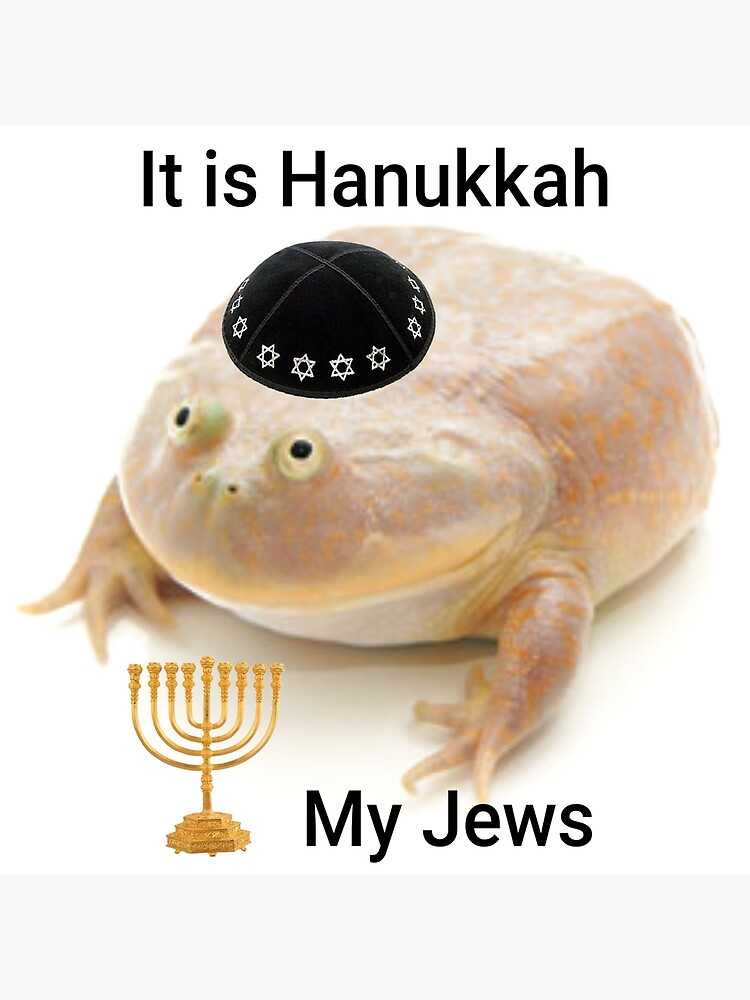 there is a picture of a frog with a jewish hat on