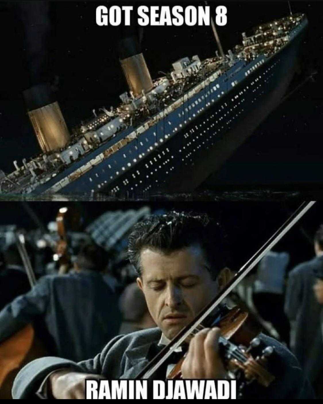 a picture of a man playing violin in front of a ship