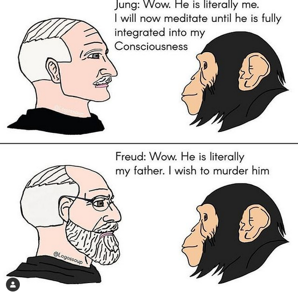 a cartoon of a man with a beard and a beardless face