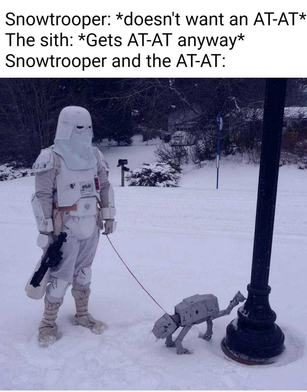 arafer doesn ' t want to get away at - at the snowtrooper and the at - at