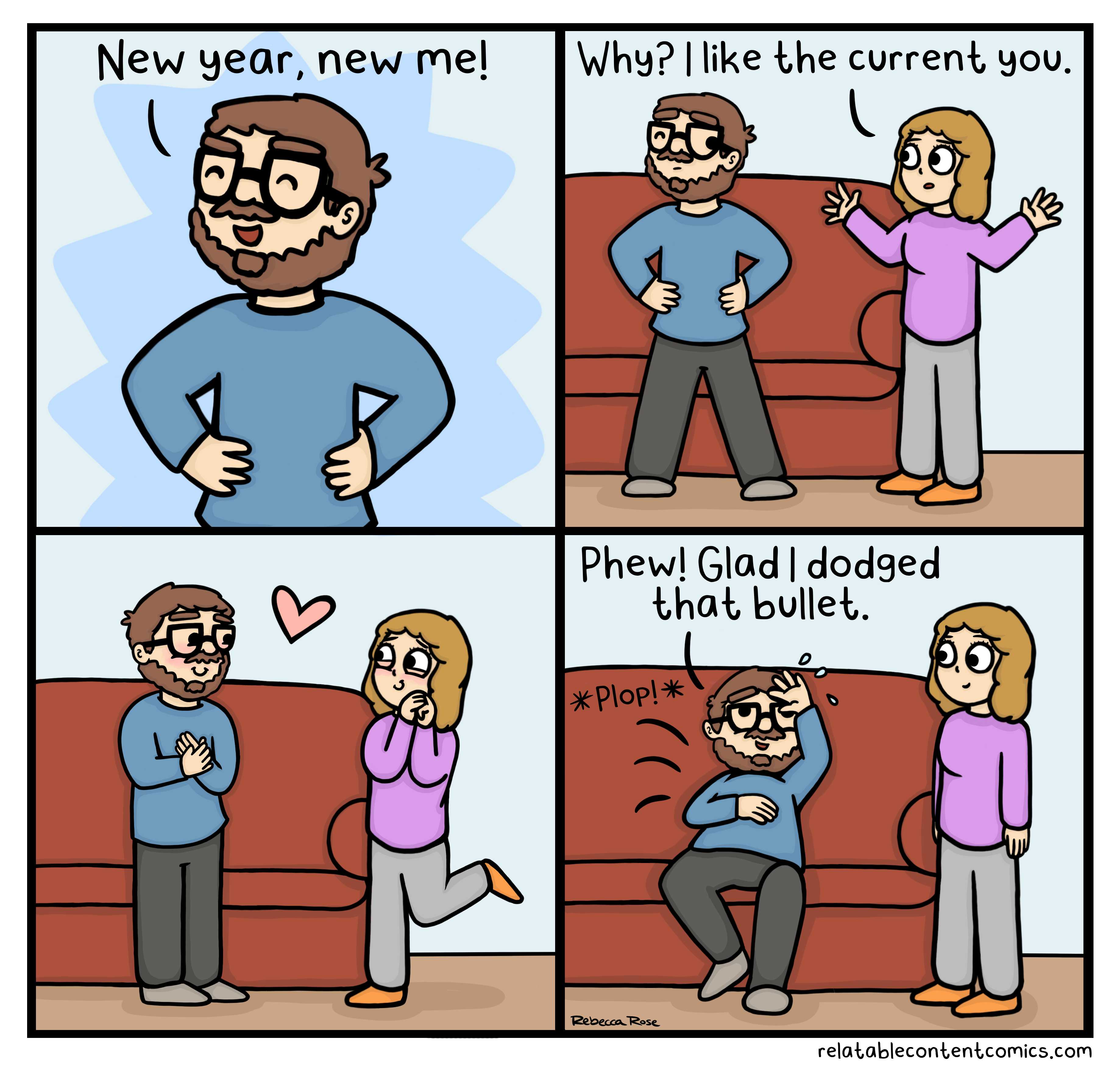 cartoon of a man and woman talking to each other on a couch