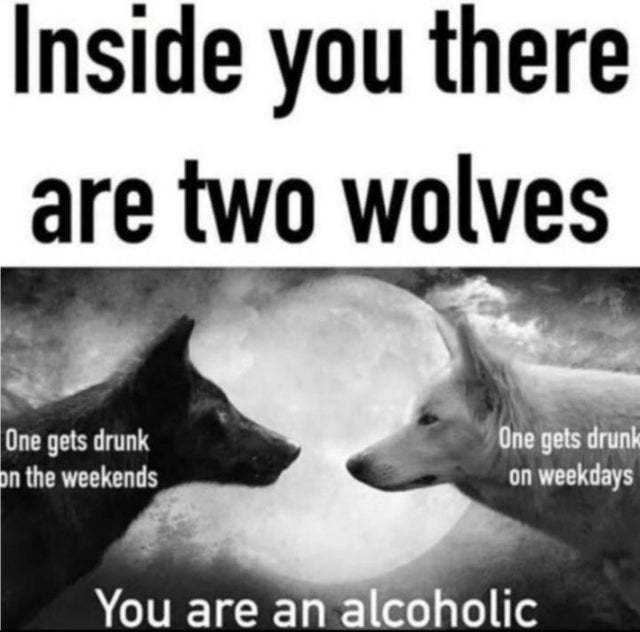 two wolves are in the middle of a poster with a caption