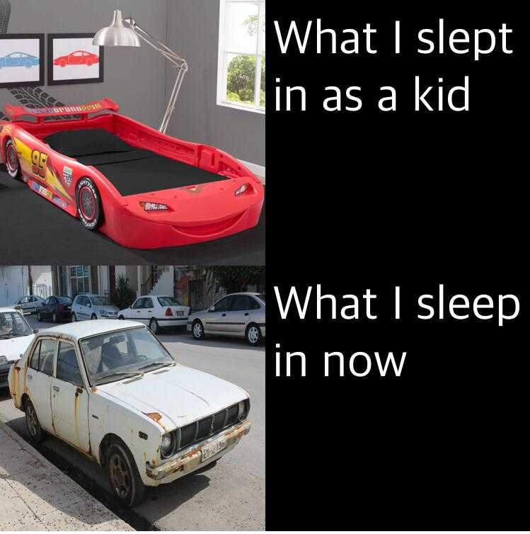 there are two pictures of a car bed and a car bed