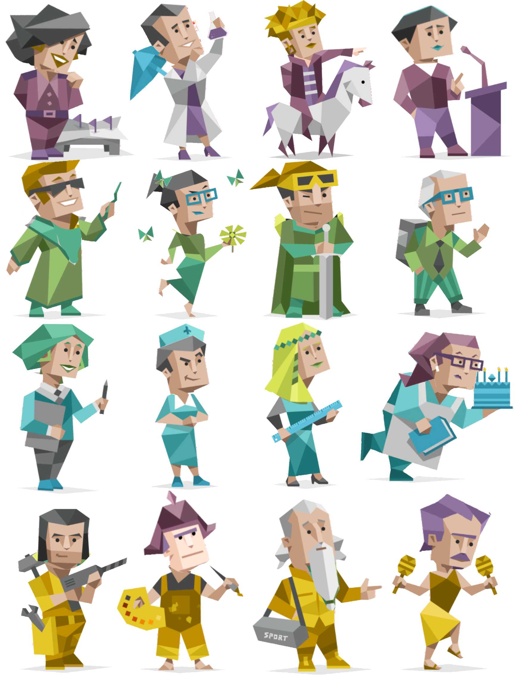 a group of cartoon characters in different poses and poses