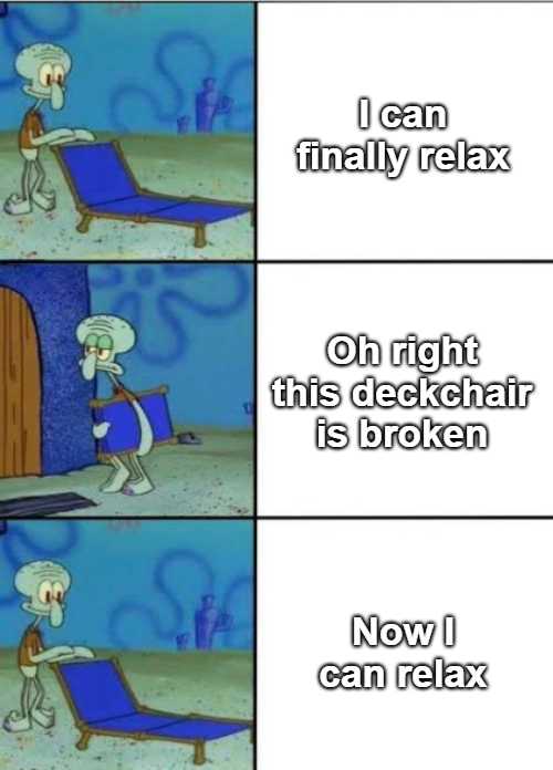 cartoon meme of a person sitting in a chair with a chair in front of them