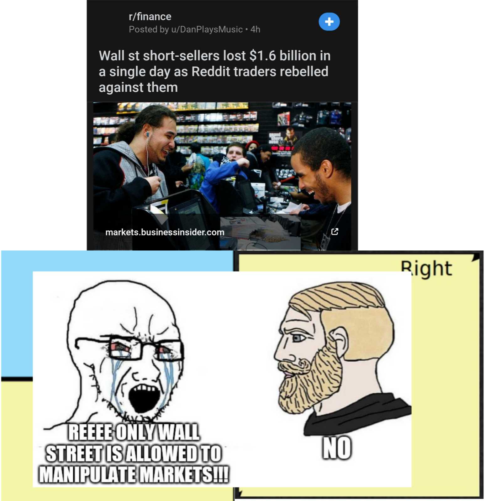 a picture of a man with a beard and glasses is talking to another man