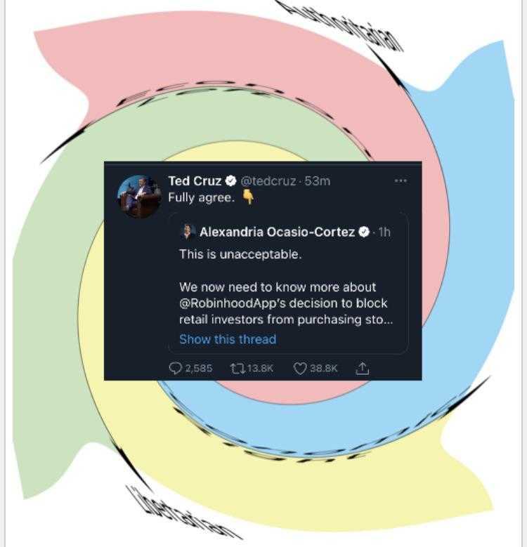 a close up of a twitter post with a circular design