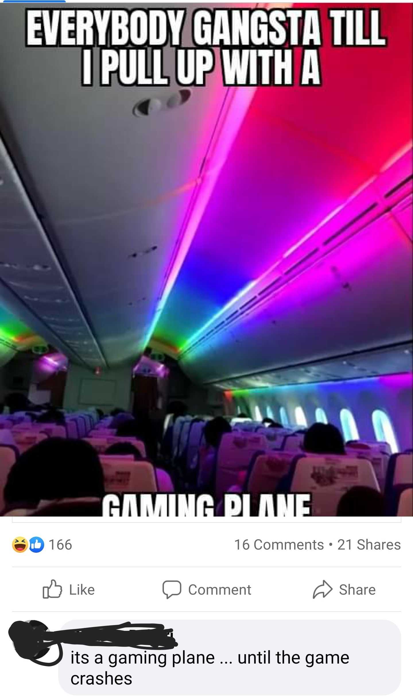 a picture taken on a plane with a caption of a man playing a video game