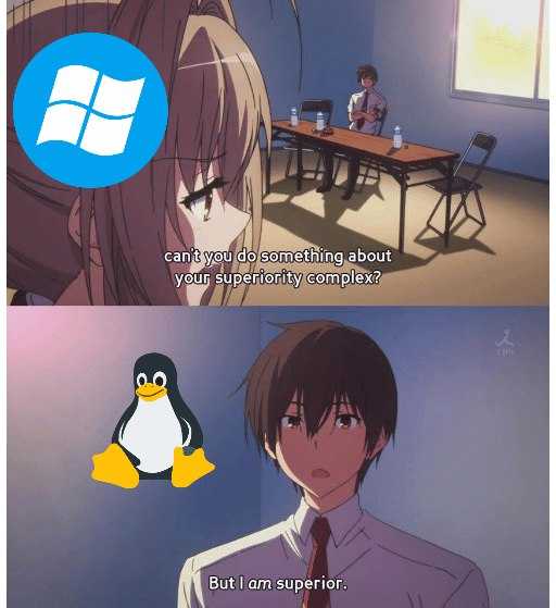 anime, a penguin and a girl sitting at a table