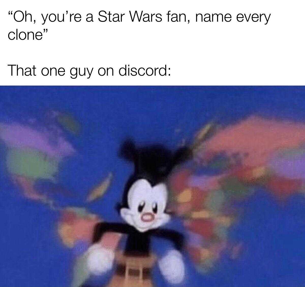 cartoon, meme, and star wars oh, you ' re a star wars fan every clone that one guy on discord