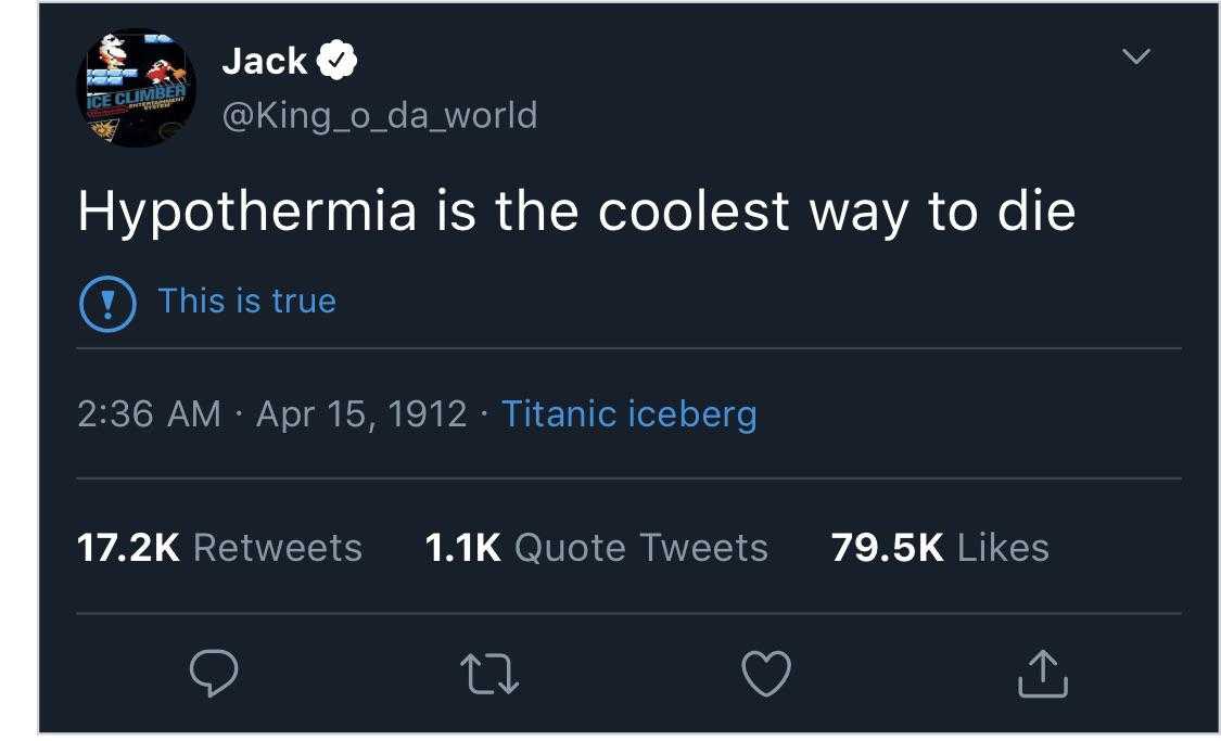 a tweet with a tweet saying that it is the coolest way to die