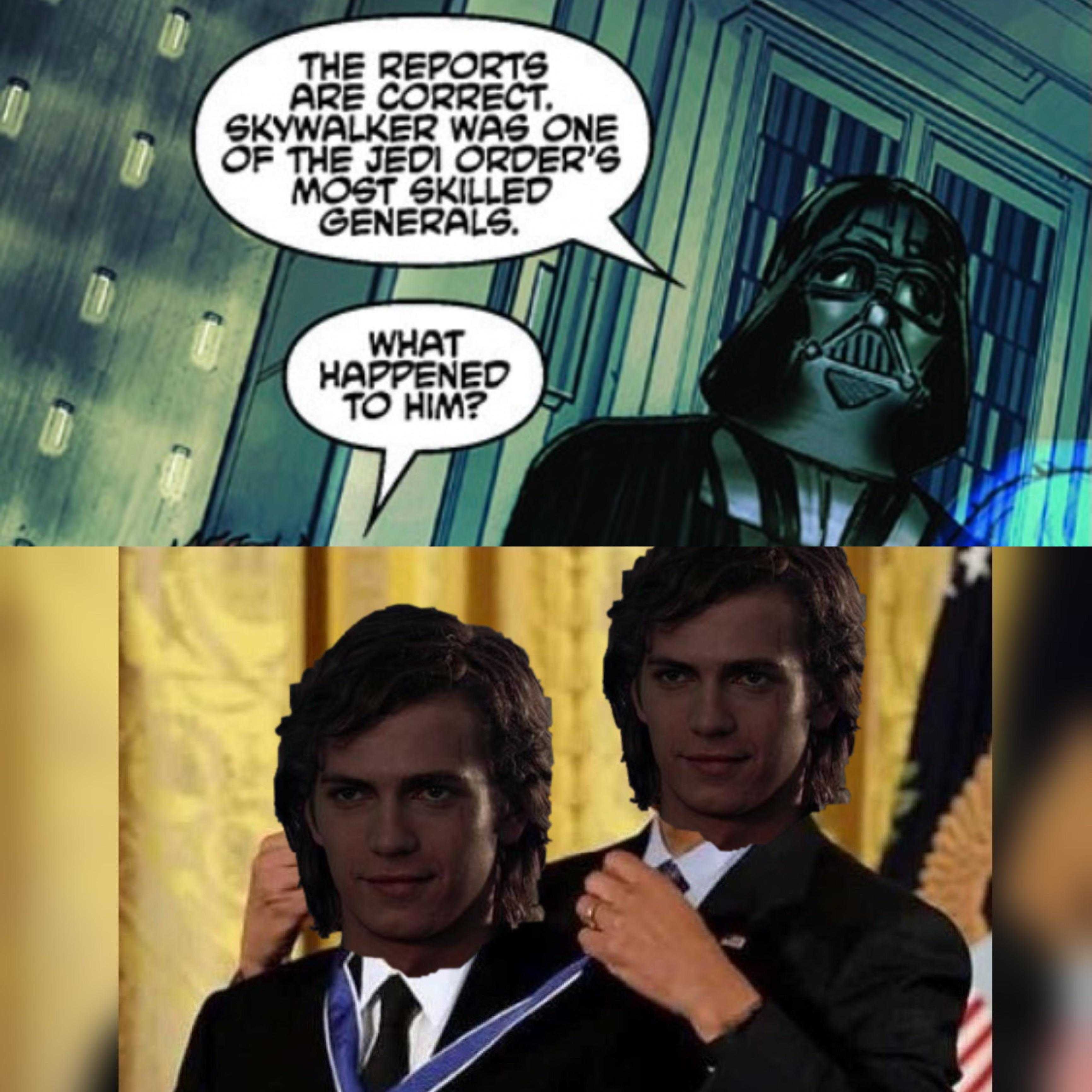 a close up of a comic strip with a darth vader and a man in a suit