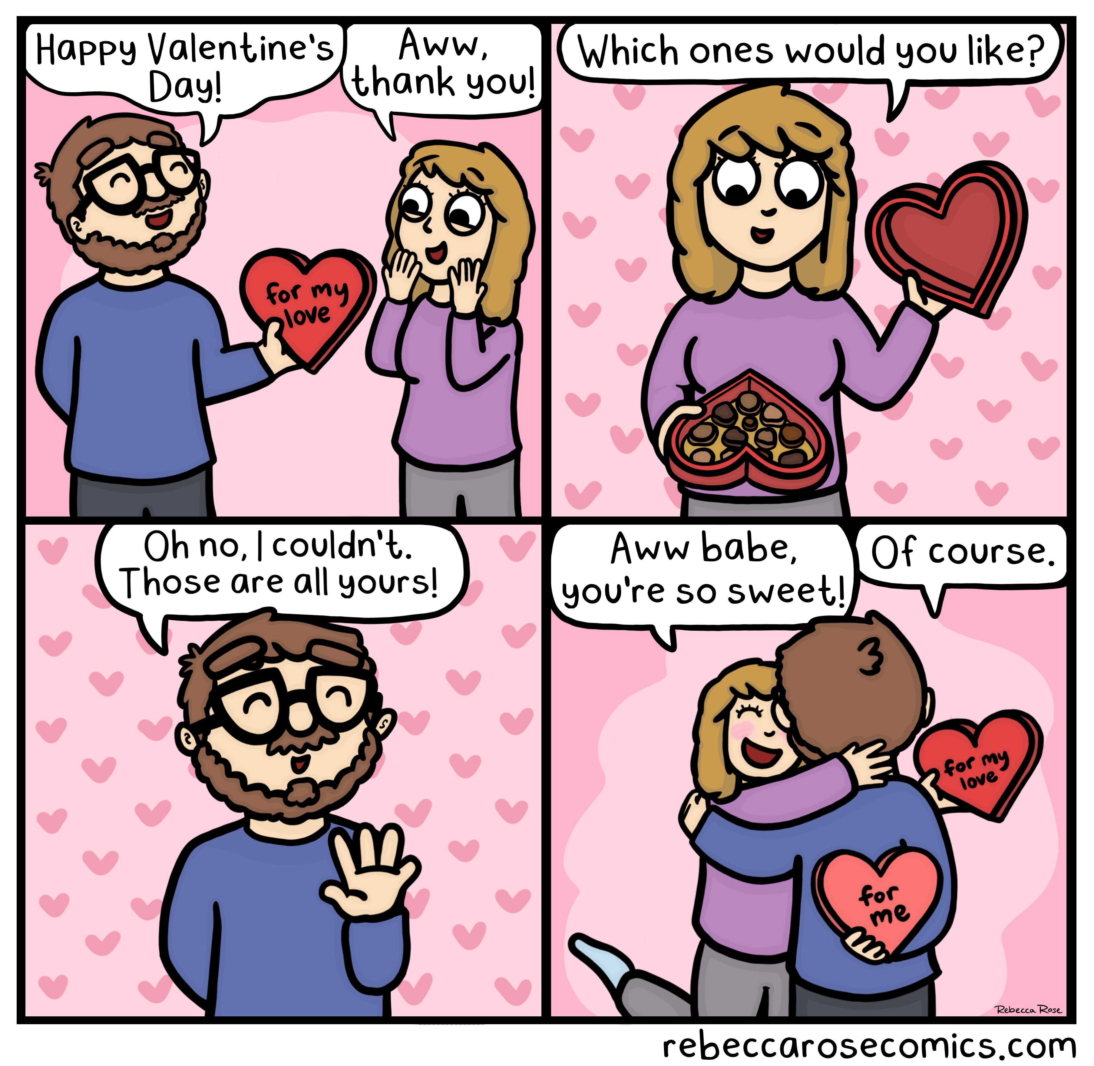 cartoon of a couple sharing a heart with a valentine cookie