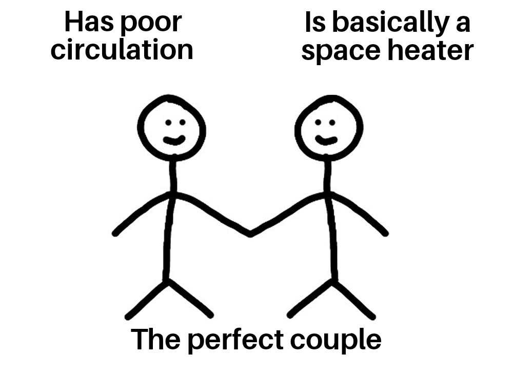 a cartoon drawing of two stick figures holding hands with the caption of a couple