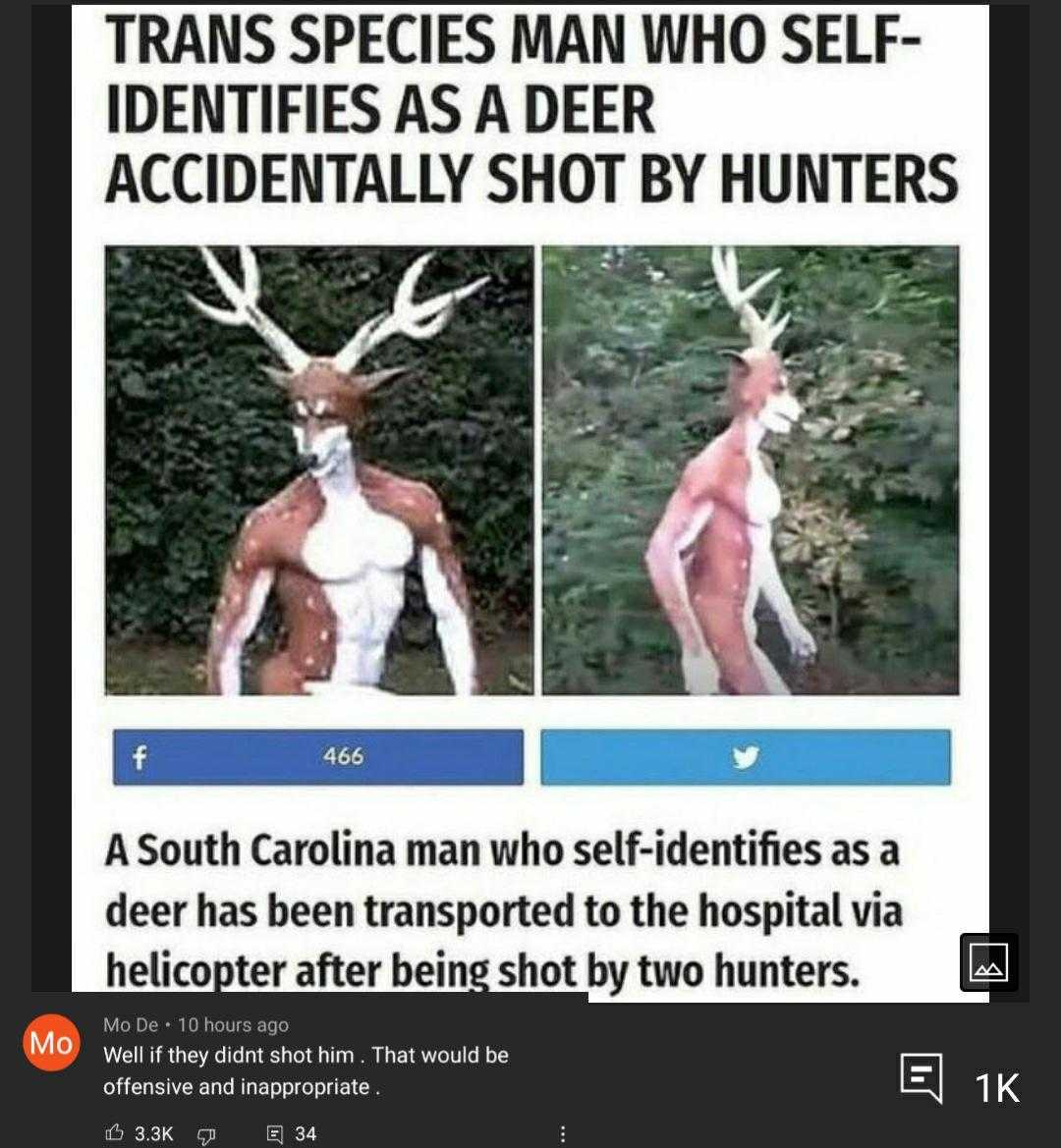 a screenshot of a newspaper article with a deer and a man