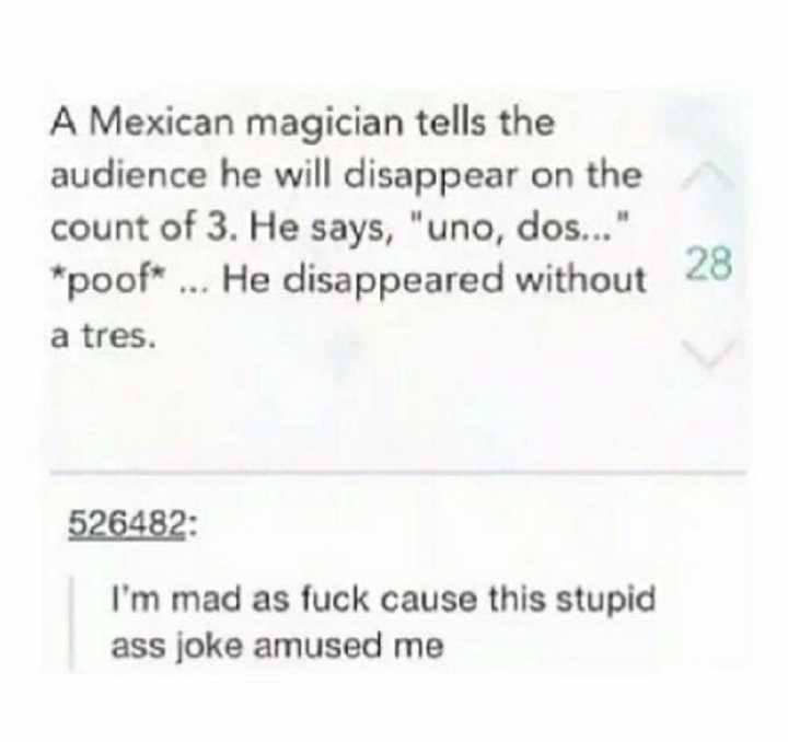 a text message from a mexican man that reads, ' a mexican magician tells the audience he will disappear on