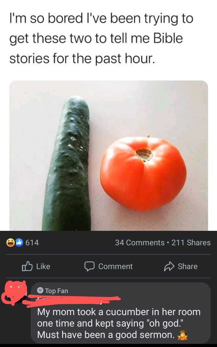 someone posted a picture of a cucumber and a tomato on their phone