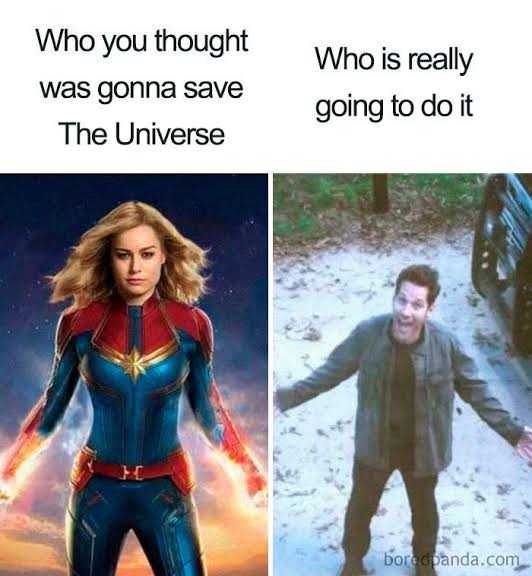 a picture taken from a facebook account of captain marvel and a picture of a man in a suit