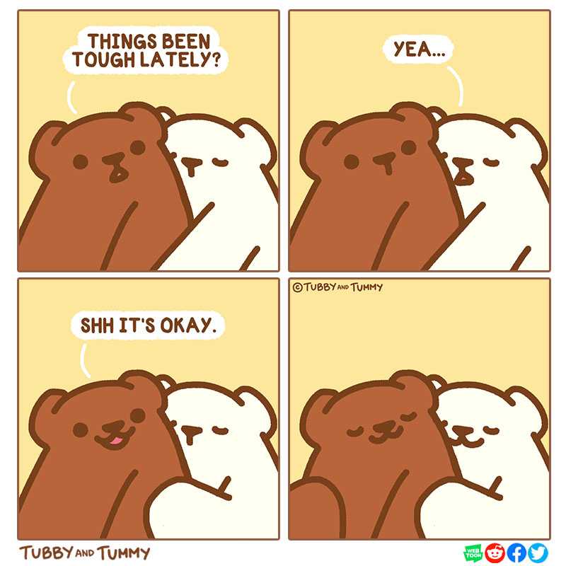 a cartoon of a couple of bears hugging each other