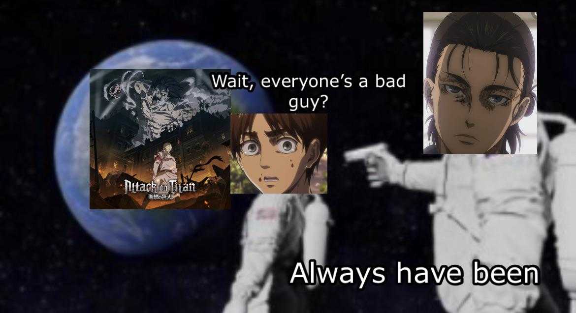 anime meme of a man pointing at a picture of a planet