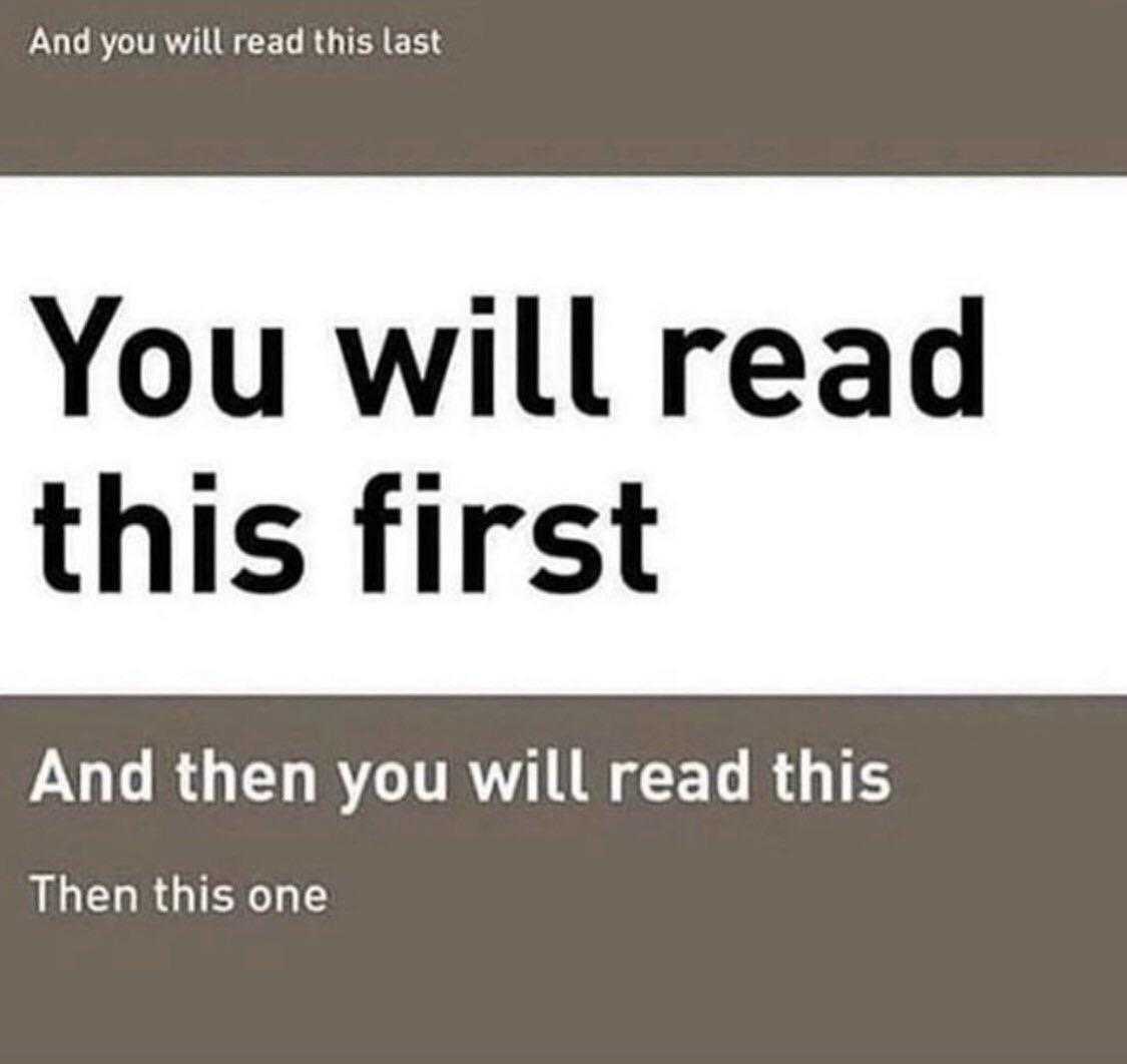 there is a sign that says you will read this first