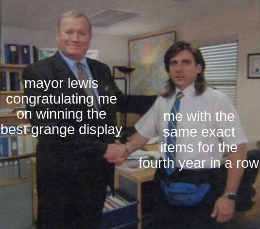 they are two men shaking hands in a room with a book shelf