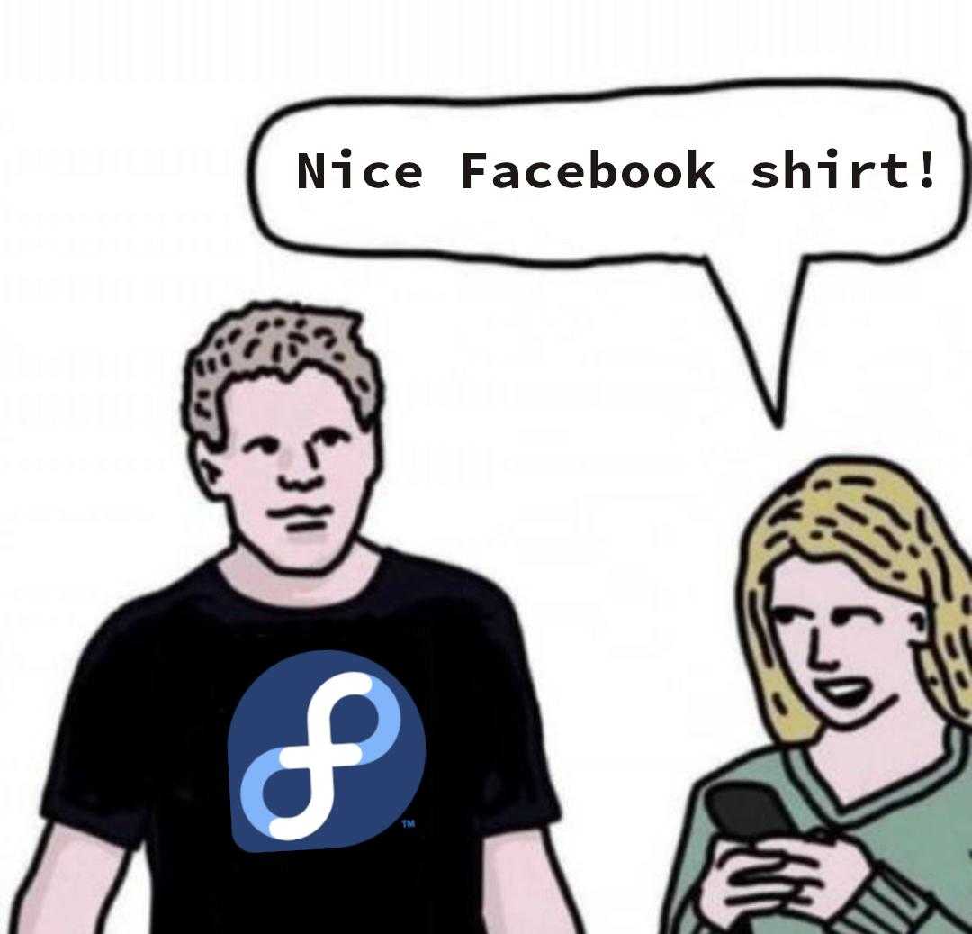 cartoon of a man and woman standing next to each other with a facebook shirt