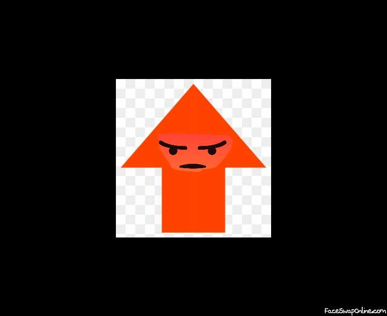 an orange triangle with a face and a frown on it