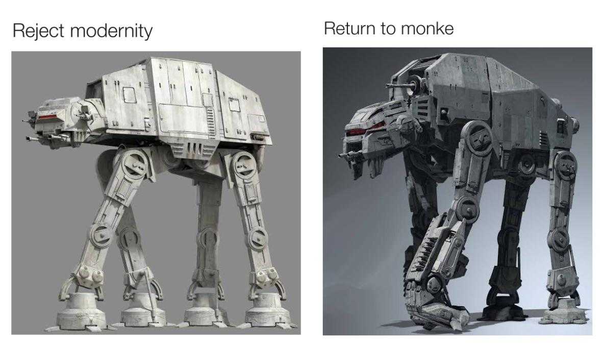 two pictures of a model of a at - at and a model of a walker