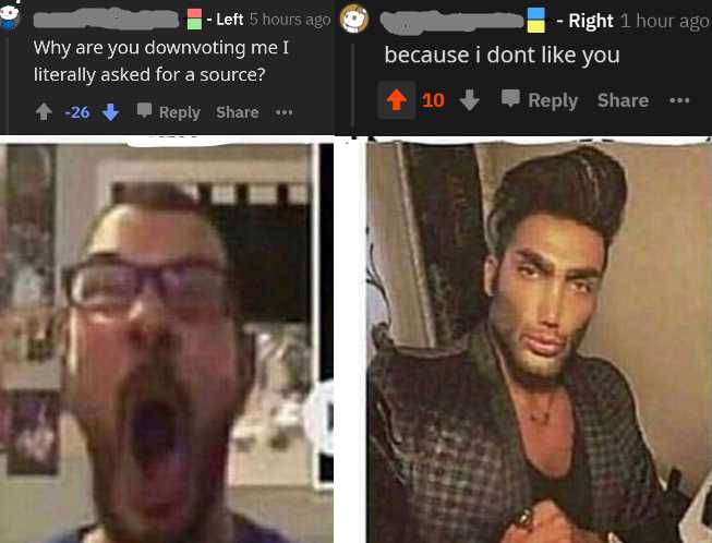 two pictures of a man with a beard and glasses making a funny face