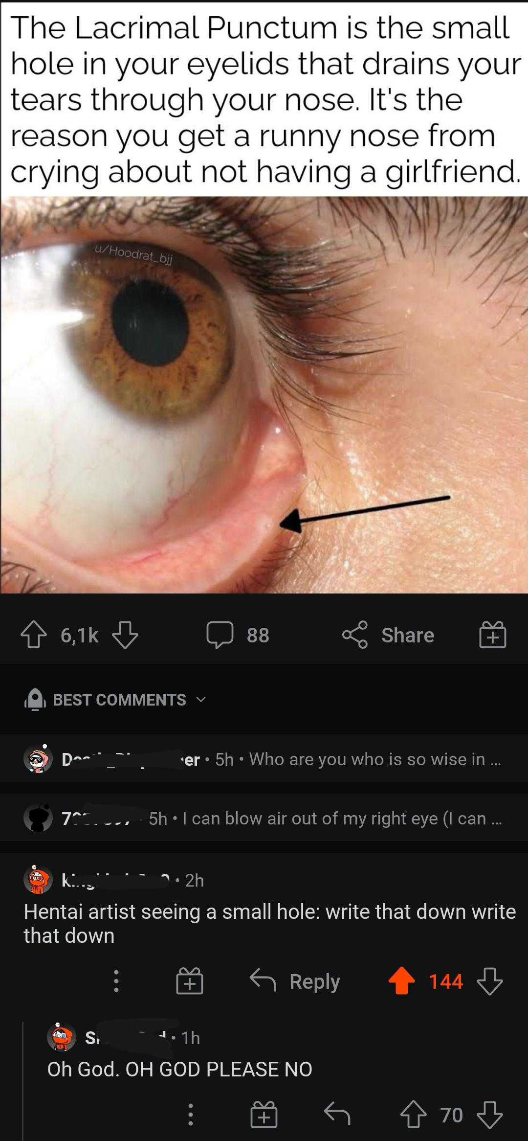 a close up of a person ' s eye with a caption of a text