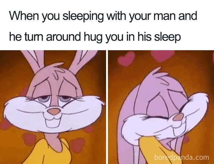 cartoon when you sleeping with your man and the turn around hug you in his sleep