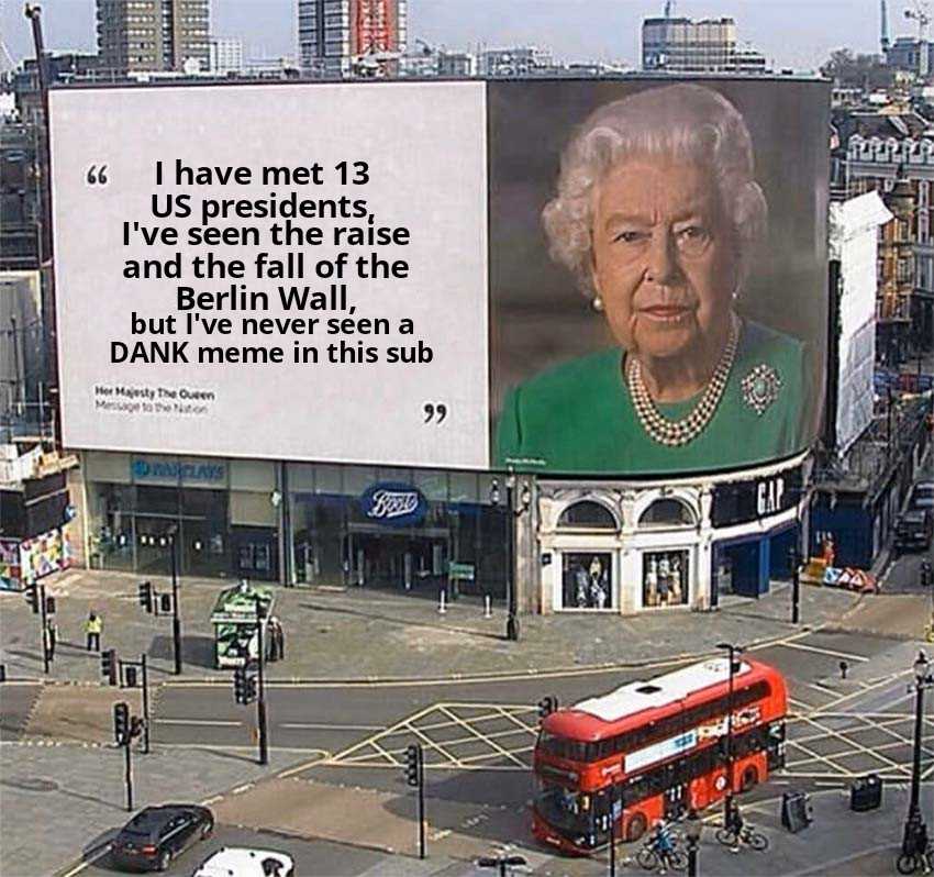 picture of a billboard with a picture of the queen on it