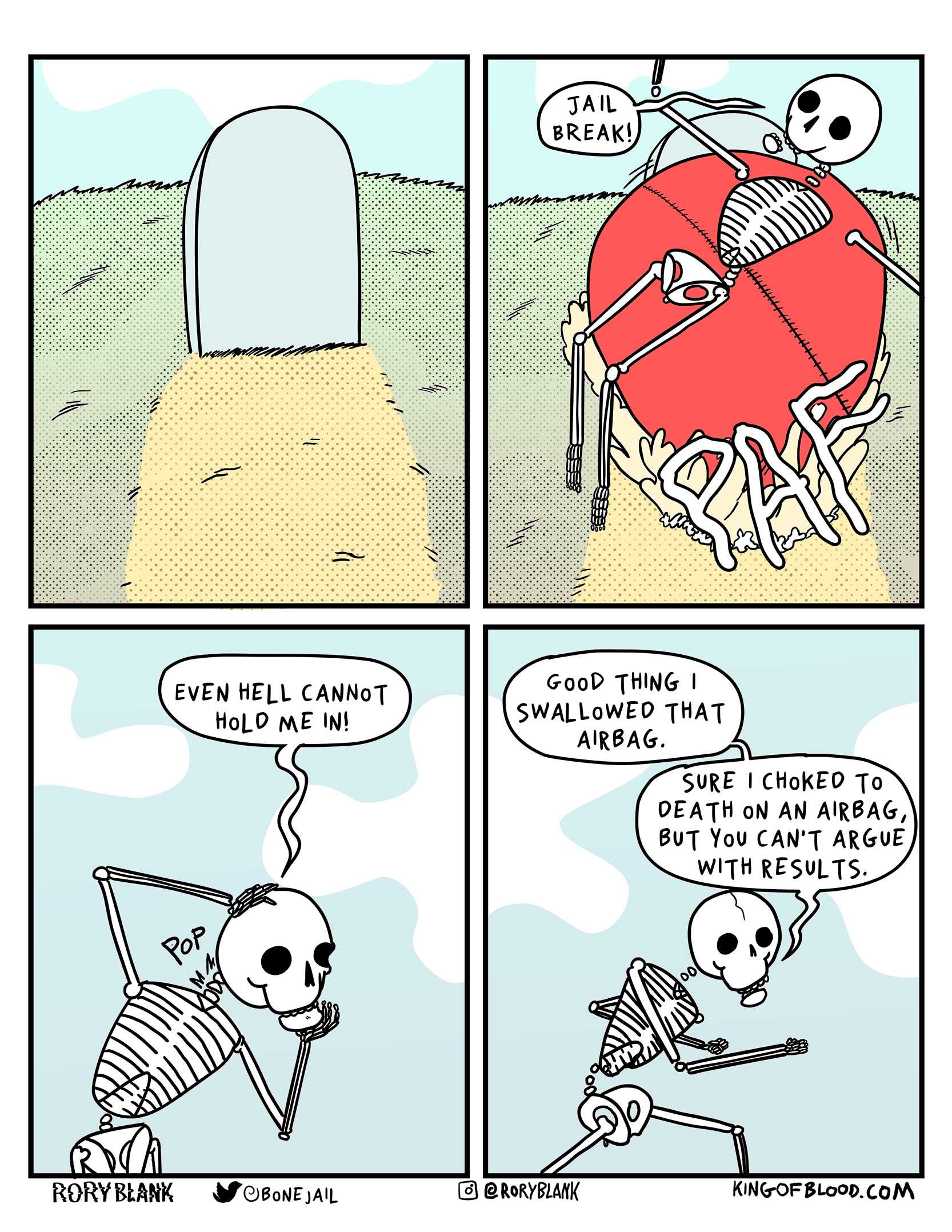 cartoon of a skeleton and a skeleton sitting in a chair