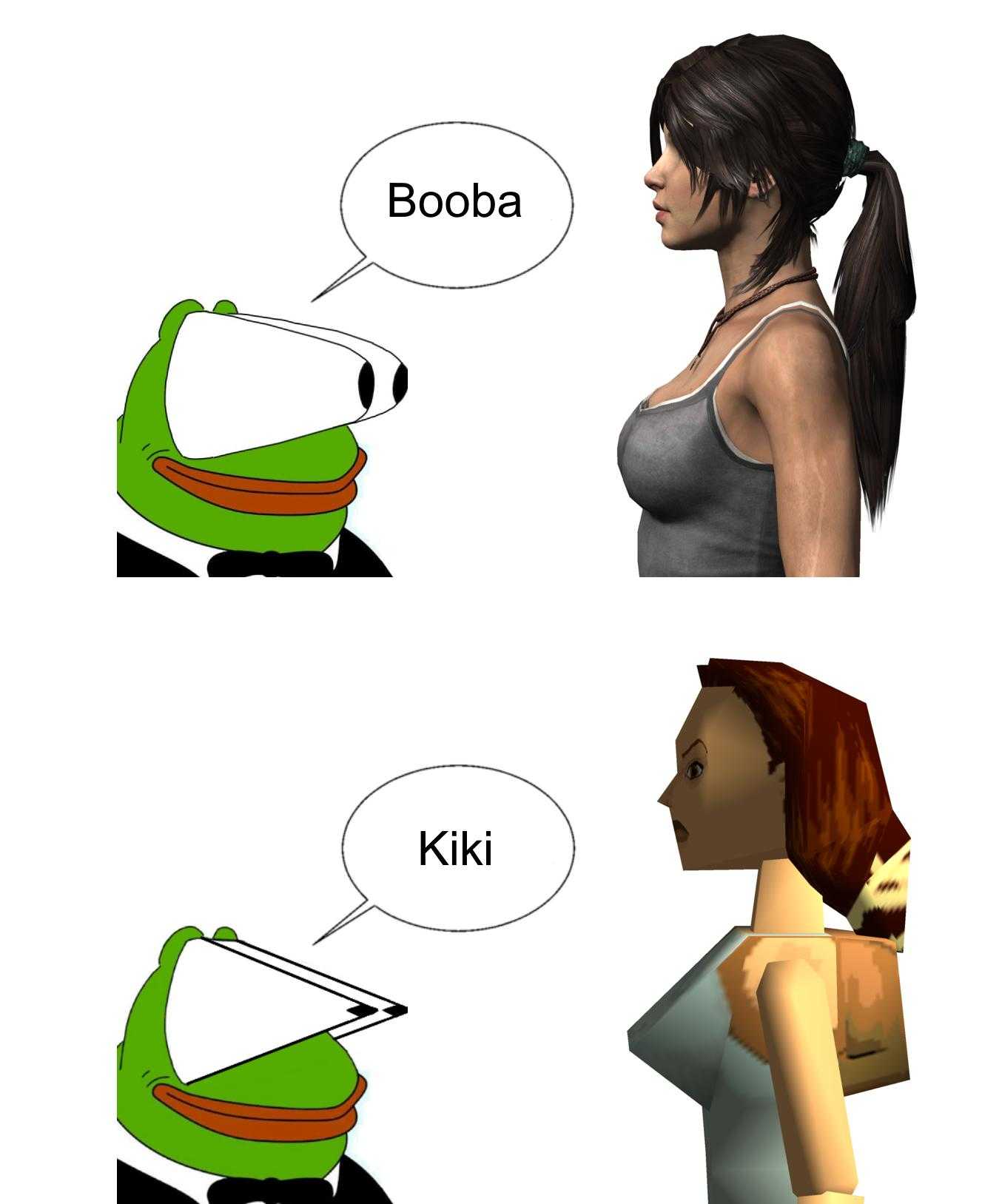 a cartoon of a woman with a ponytail and a frog with a speech bubble