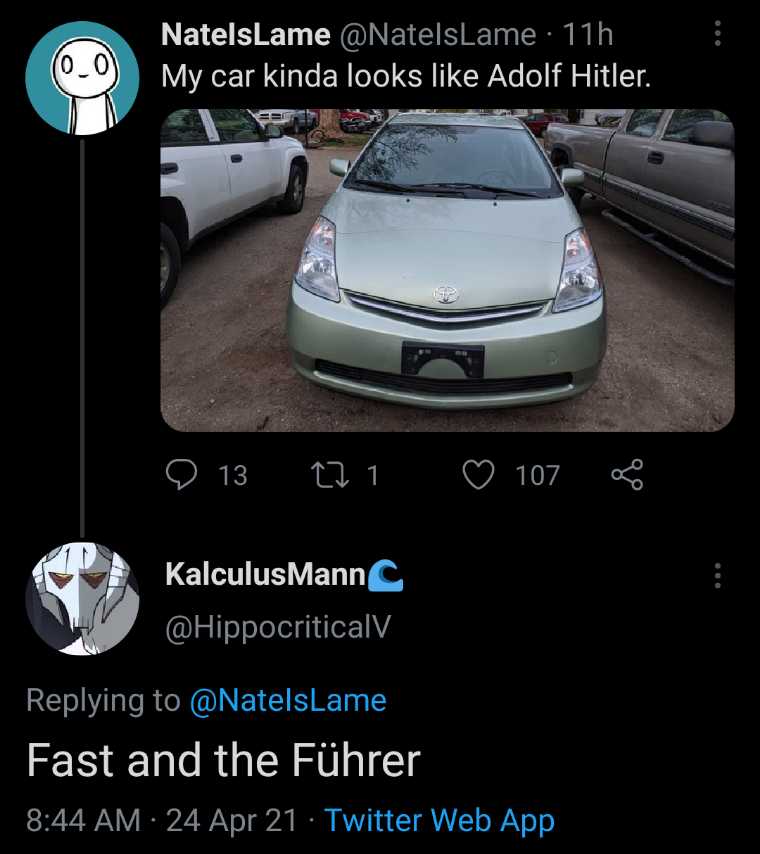 a close up of a car on a street with a twitter post