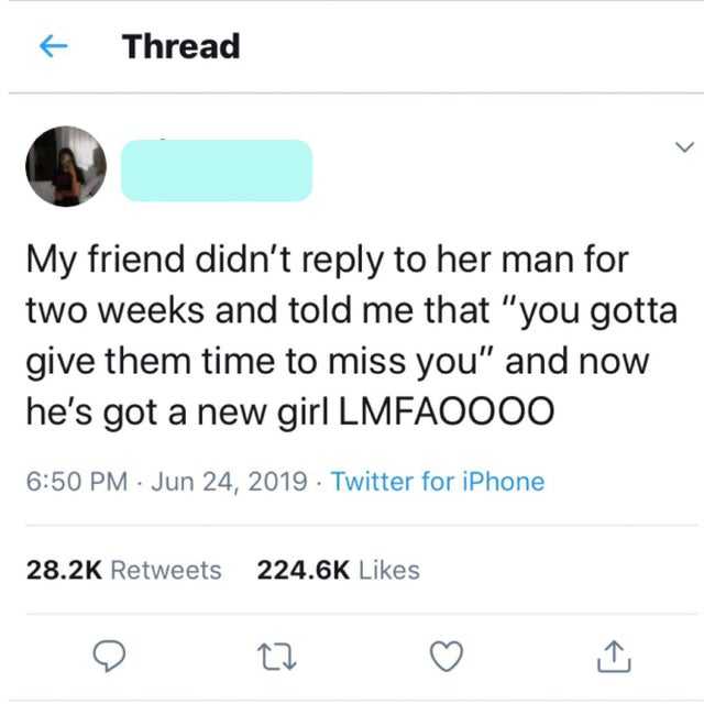 a tweet with a picture of a woman on it and a man on the phone