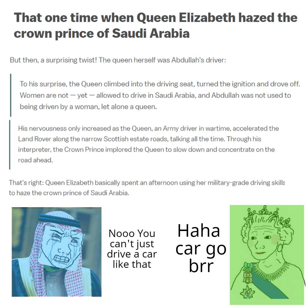 a newspaper article about the queen and prince of saudi