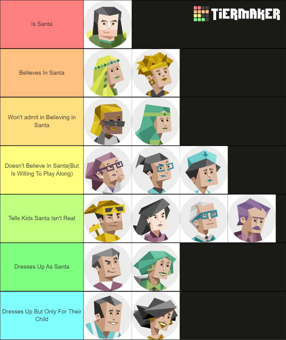 a chart of different characters in different colors and sizes